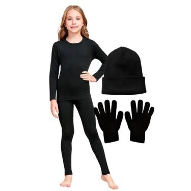 Imagem de Conjunto Infantil Segunda Pele Termico Frio Inverno Forro Gorro + Luva