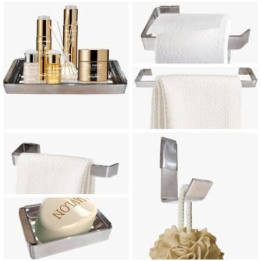 Imagem de Kit Para Banheiro Quasar Luxo Prata 6 Peças - VSA