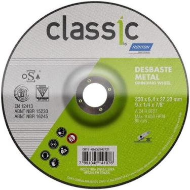 Imagem de Disco de Desbaste Metal 9 POL x 6.4 mm 7/8 POL Classic NORTON