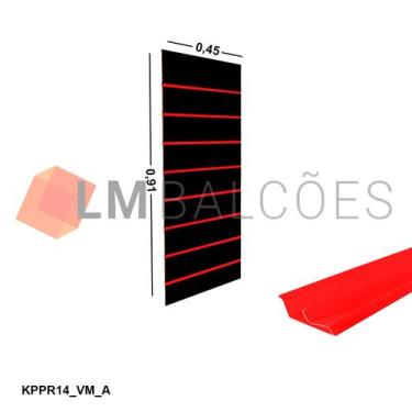 Imagem de Painel Canaletado Preto em Mdf 0,91 x 0,45m com Perfil Pvc Vermelho - 