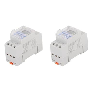 Imagem de Display Digital LCD de 2 Unidades, Indicador LED, 16 Programas ON OFF, Interruptor de Temporizador de Contagem Regressiva de 12/24 Horas para Uso Doméstico, Montagem Em Trilho