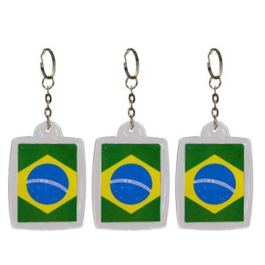 Imagem de Chaveiro Lembrancinha 4x5 Bandeira Brasil 60 Uni
