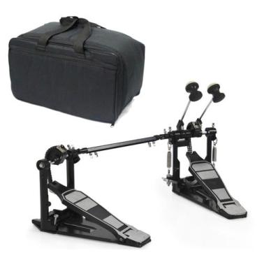 Imagem de Pedal Duplo Para Bumbo Bateria,Corrente,Ajuste Tensão, C/Bag - Aj Som 