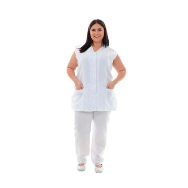 Imagem de Plus Size - Conjunto de Colete e Calça em Oxford com Bordado Ingles pa