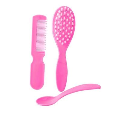 Imagem de Kit  Para Bebê Recém Nascido com Escova e Pente e colher - CEFISA, Ros