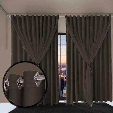 Imagem de cortina para quarto e sala blecaute Bia 3,00 x 2,30 marrom - Enxovais 