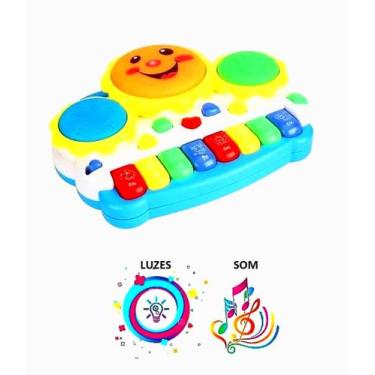 Imagem de Brinquedo Para Bebê Educativo Piano Tambor Com Musica E Luz Teclado In