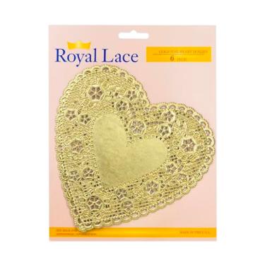 Imagem de Hygloss Doilies de papel dourado metálico em forma de coração de 15,24 cm – Perfeito para artesanato de dia dos namorados, decoração de mesa e festas – Pacote com 108