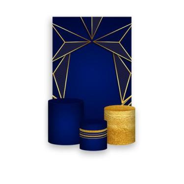 Imagem de Painel De Festa Vertical 1,50 x 2,20 + Trio De Capas Cilindro - Azul G