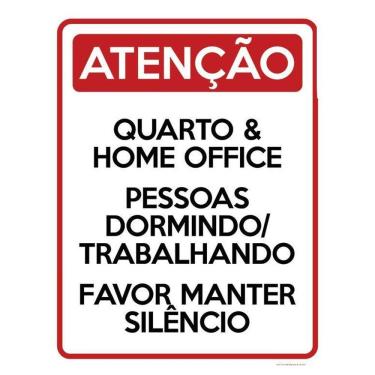 Imagem de Kit 3 Placas Atenção Quarto Home Office Faça Silêncio