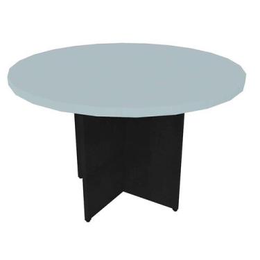 Imagem de Mesa de Jantar Redonda Natus40 Preta e Cinza Cristal 120 cm - Bramov