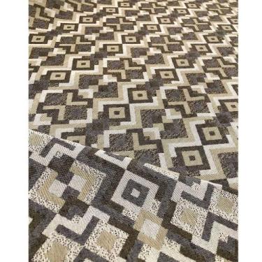 Imagem de Tecido Jacquard Fio Tinto Abstrato Geométrico Marrom e Bege - 1,40m de