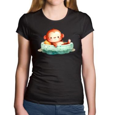 Imagem de Baby Look Algodão Ursinho Bebê Na Piscina  - Foca na Moda, Preto, M