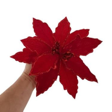 Imagem de Flor artificial poinsétia veludo - Carmella Presentes, 50cm