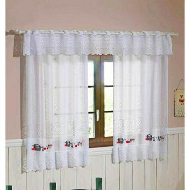 Imagem de Cortina Cozinha 2,00 X 1,20m Renda Panela De Pressão - Interlar