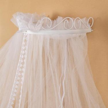 Imagem de Mosquiteiro de Voil Berço Com Dossel Rococo Liso Branco Novo - Frutos 