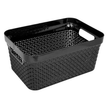 Imagem de Caixa Organizadora Plástico Tamanho M Preta 10x21,2x14,4cm Ref.CXOR01M