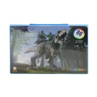 Imagem de Maleta escolar estampa dinossauro com 86 peças - EQP PRESENTES