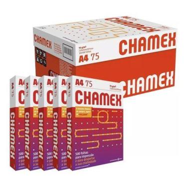 Imagem de Papel Sulfite Chamex A4 75g Caixa 5 Pacote Total 2500 Folhas