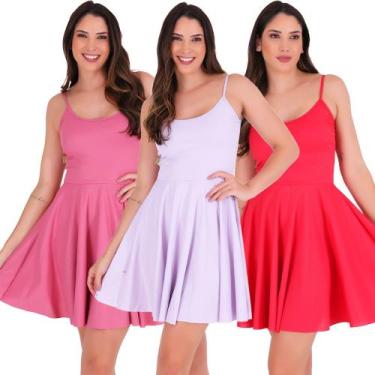 Imagem de Kit 3 Vestidos Ribana Godê Rodado Catarina - Click Mais Bonita, Goiaba