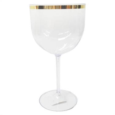 Imagem de Taça Borda Dourada Vinho Água Licor Gin 600ml Transparente - LSC Toys