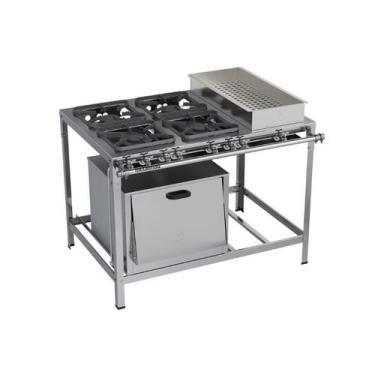 Imagem de Fogão Industrial 4 Bocas 30x30 Inox B.Maria Forno Top Metalmaq