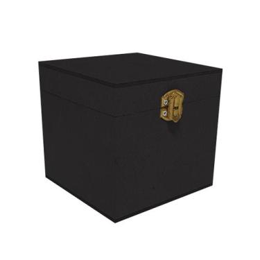 Imagem de Caixa Quadrada com Dobradiça e Fecho Ouro Velho 10x10x10 Kit 5un Mdf M