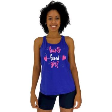 Imagem de Regata Feminina Recorte Nadador MXD Conceito Hustle Hard Girl, GG, Azu