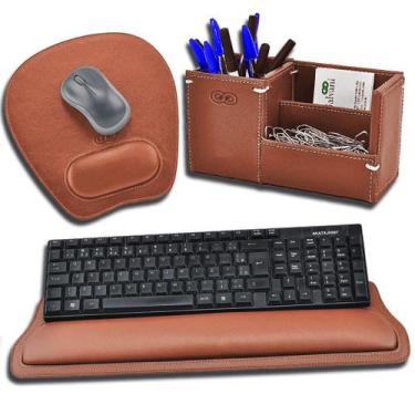 Imagem de Kit para mesa Escritório PÁDUA em Couro Galvani, Pinhão
