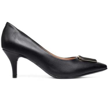 Imagem de Scarpin Vizzano Detalhe Salto Médio Feminino - Preto, 37