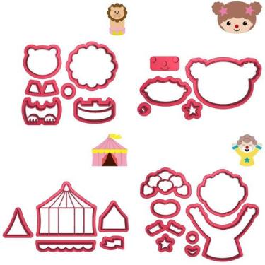 Imagem de Kit 4 Cortadores Circo Leão Palhacinha Tenda Palhaço - DOCE IMPRESSO, 