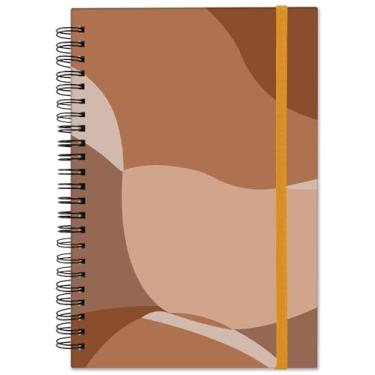 Imagem de Cabreche Caderno espiral, diário de capa dura, pautado largo, caderno espiral, tamanho A5 14 x 21 cm, papel grosso de 80 g/m², 60 folhas 120 páginas, para meninas, mulheres, estética escolar fofo, boêmio-vermelho, bloco de cores