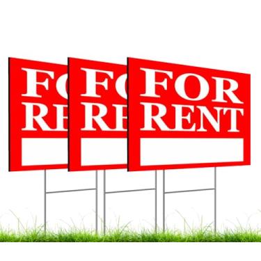 Imagem de Pacote com 3 30 x 40 cm para alugar placa dupla face - placa de gramado para casa para aluguel para agente imobiliário, proprietário de casa - para alugar casa apartamento carro loja de automóveis