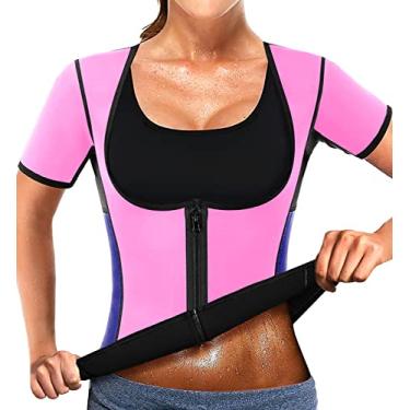 Imagem de NonEcho Body modelador feminino sauna manga spa moletom quente neoprene emagrecimento treino colete modelador de cintura, Rosa 2, M