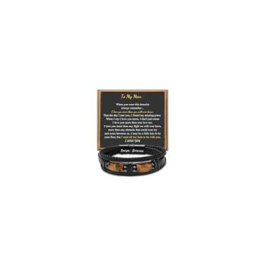 Imagem de x:li x:li para homens Pai, namorado, filho, neto, irmão, amo-te, eterno, olho de tigre, pedra do dia dos pais, aniversário, aniversário, Natal, joia preta, 19 cm, 8.5 inches, Couro, Sem pedras preciosas