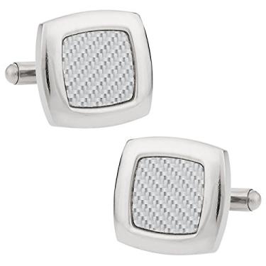 Imagem de Abotoaduras de aço inoxidável de fibra de carbono com caixa de apresentação Cuff-Daddy