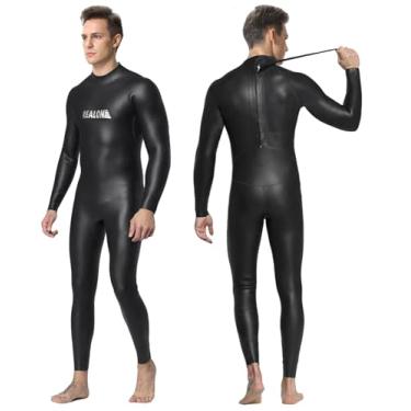 Imagem de REALON Roupa de mergulho masculina feminina CR triatlo 3 mm neoprene de pele lisa completo para molhar costas zíper água fria mantém quente para surfe, snorkeling, mergulho, mergulho