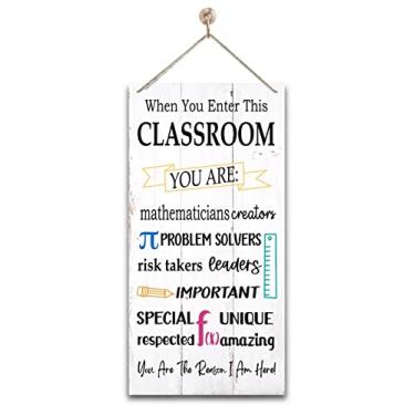 Imagem de Gkwa Decoração de Placas Motivacionais para Sala de Aula, Quando Você Entra Nesta Sala de Aula, Decoração de Placa de Madeira Pendurada para Sala de Aula, Decoração Rústica de Parede para Sala de Aula