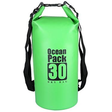 Imagem de Mochila impermeável Sportmusies 10L/20L/30L, mochila roll-top Keep Gear Dry para caiaque, rafting, barco, natação, acampamento, caminhada, pesca, Green/30 Liters, 30 Liters