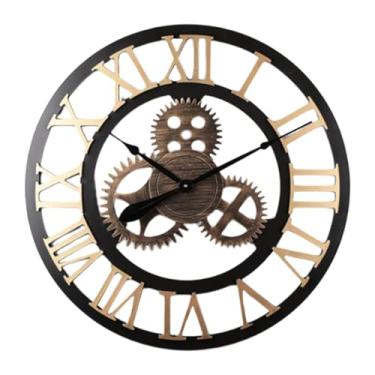 Imagem de Wswqop Relógio de parede Relógio de pendurar Ornamento leve Fácil Decoração de parede Algarismos romanos para casa de fazenda Estudo DEN Banheiro, Diâmetro 40 Cm