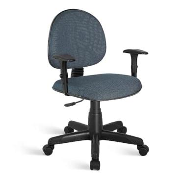 Imagem de Cadeira De Escritório Home Office Estofada Em Tecido Ergonômica Executiva Com Braço Preto Estrela De Aço Rodízio Nylon Escritex (Cinza com Preto)