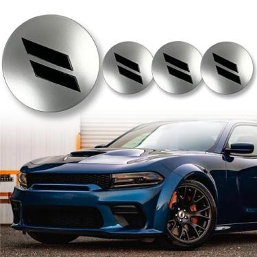 Imagem de BINQIGOO 4Pcs 63Mm 2,5" Slash Wheel Center Cap Covers Fit For Dodge Charger Durango Dart 2015-2020 Jeep/Chrysler (Prata-Preto)