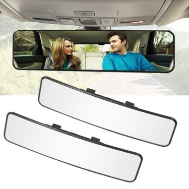 Imagem de Pacote com 2 espelhos retrovisores, espelho retrovisor panorâmico universal 11,4 com clipe interno para reduzir o ponto cego de forma eficaz - grande angular - convexo - transparente, para carros,