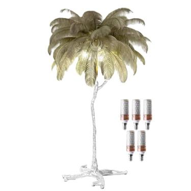 Imagem de Luminária de piso de penas de LED, luminária de pé de resina, 3 cores, regulável, prata, iluminação de chão, quarto, mesa de cabeceira, decoração de sala de estar, luz noturna