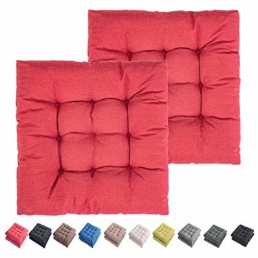 Imagem de SEKUMDAN Almofadas de cadeira de pátio 50,8 cm x 50,8 cm Conjunto de 2 almofadas de assento de móveis confortáveis para ambientes internos e externos, cadeiras de balanço de cozinha (2, vermelhas)