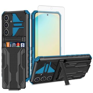 Imagem de Asuwish Capa de telefone para Samsung Galaxy S24 FE 5G com protetor de tela de vidro temperado e suporte fino para cartão de crédito com suporte híbrido para celular acessórios S 24 EF S24FE 24S