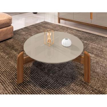 Imagem de Mesa de Centro Lizz Pés em Madeira Maciça OffWhite com Cedro - Rede Mó