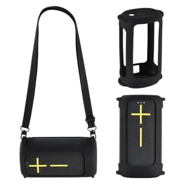 Imagem de Capa protetora de silicone compatível com alto-falante portátil Bluetooth sem fio Ultimate Ears EVERBOOM, capa de silicone com alça de ombro para os melhores ouvidos EVERBOOM (preto)