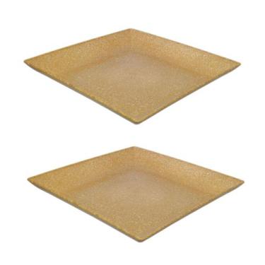 Imagem de 2un Petisqueira prato quadrado 24cm ecológico marrom claro - evo
