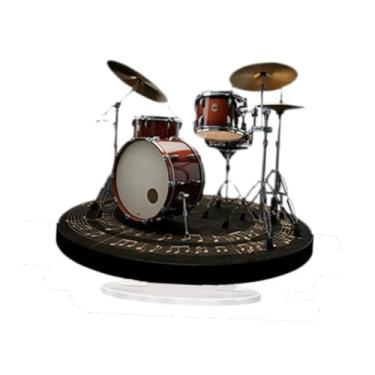 Imagem de IEUDNS Decoração do conjunto de tambores 2D, sinal decorativo com adorno base decoração de acrílica Ornamento de mesa plana para o escritório do armário